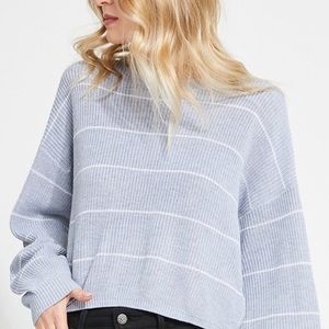 gentle dawn grey and white striped knit sweater size small.